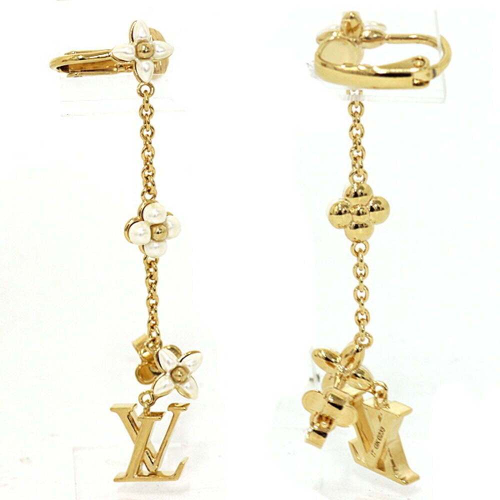 LOUIS VUITTON Gold Pearl Earrings - Picture 5 of 6